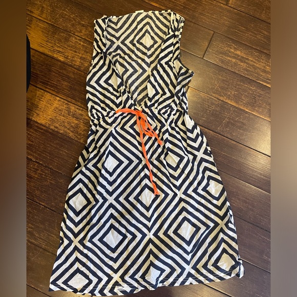 Chevron Aztec Swim Cover up Navy White Sleeveless Small - Picture 3 of 5